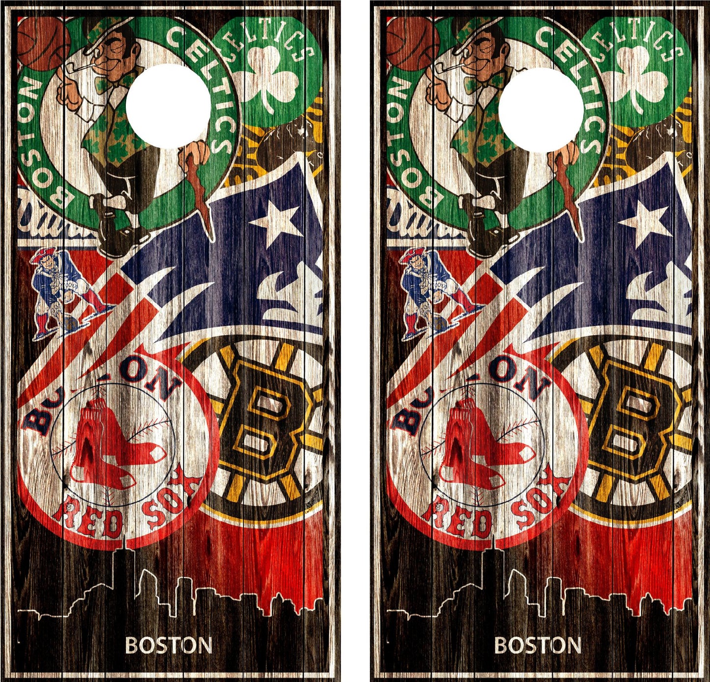 Boston Teams New England Patriots, Boston Bruins, Boston Celtics Cornhole Wraps! Set of 2 pcs// High quality vinyl /Orders take 2-3 days to ship!