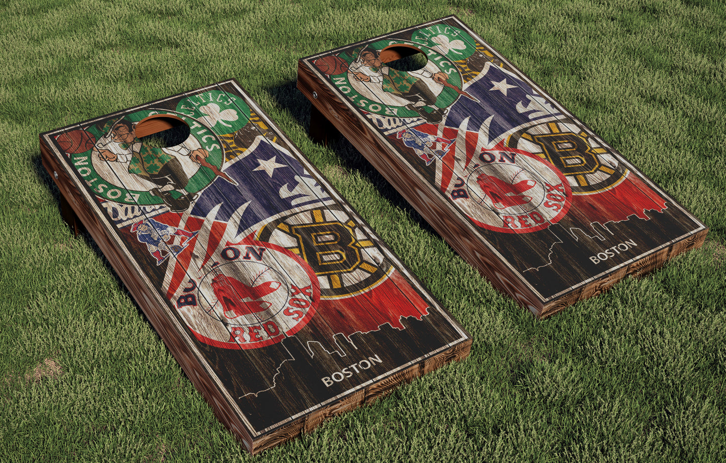 Boston Teams, New England Patriots, Boston Celtics, Boston Bruins Regulation Cornhole Boards