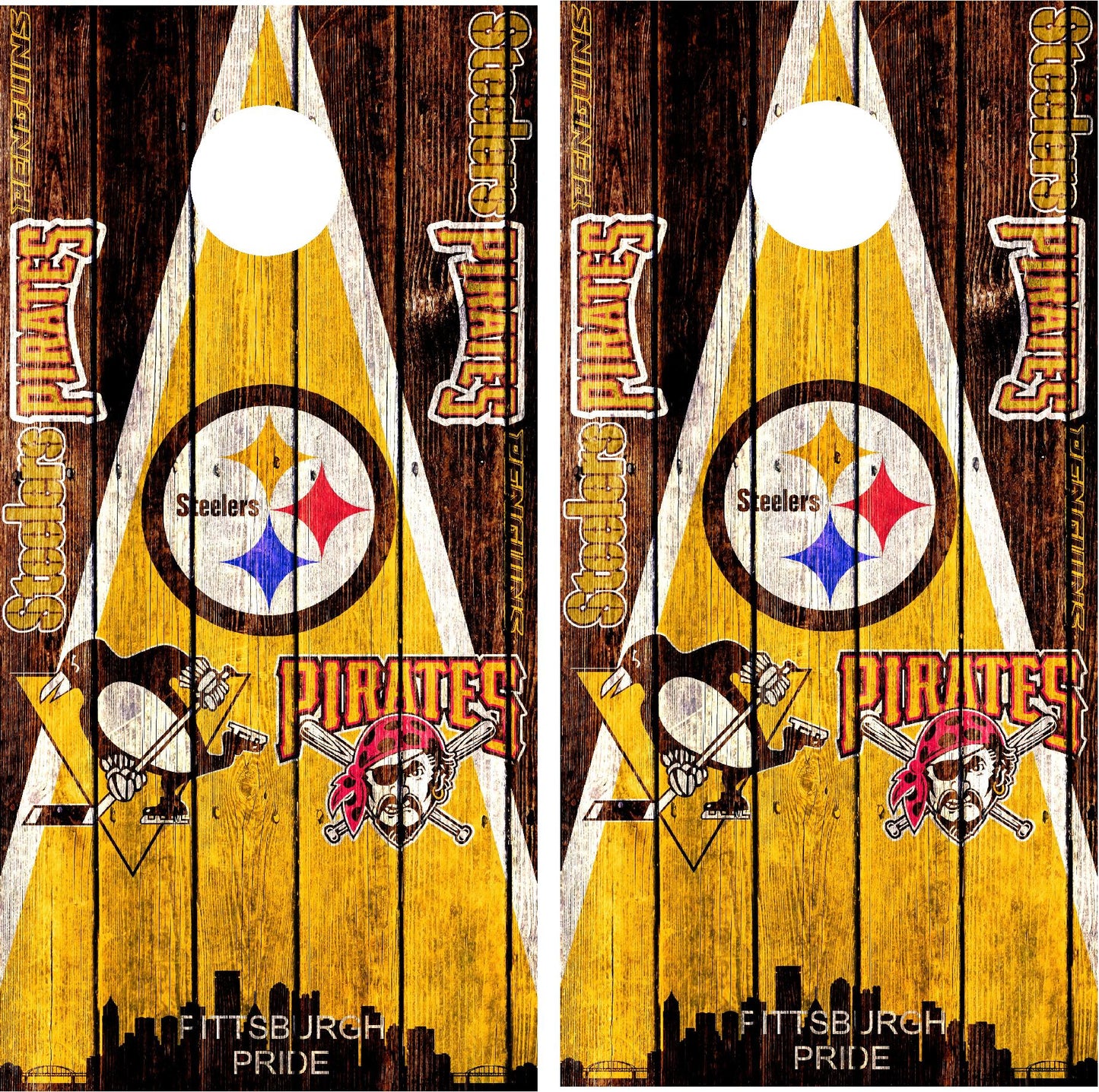 Pittsburgh Teams, Pittsburgh Steelers, Pittsburgh Pirates, Pittsburgh Penguins Cornhole Wraps