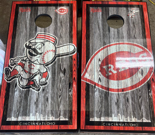 Cincinnati Reds Cornhole Boards
