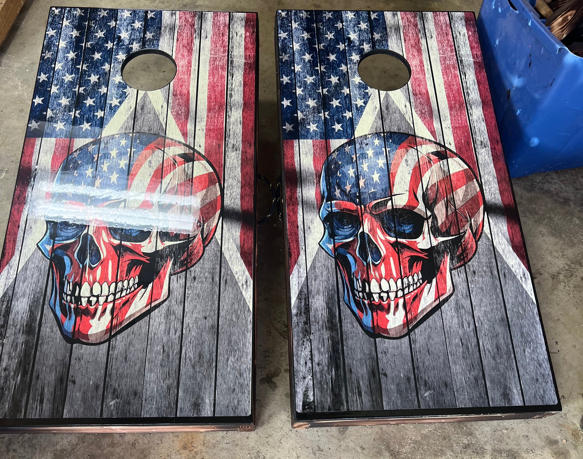 American Flag Skull Cornhole Boards - Patriotic Cornhole Boards