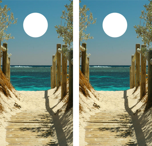 Ocean and Beach Cornhole Wraps