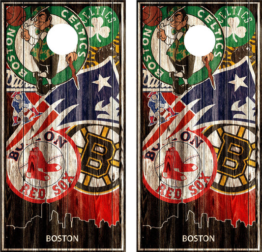 Boston Teams New England Patriots, Boston Bruins, Boston Celtics Cornhole Wraps! Set of 2 pcs// High quality vinyl /Orders take 2-3 days to ship!
