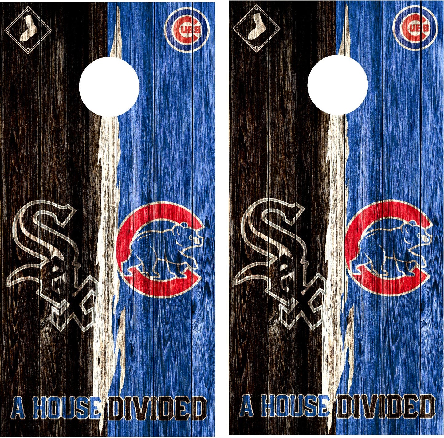 Chicago White Sox, Chicago Cubs, House Divided Cornhole Wraps