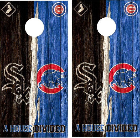 Chicago White Sox, Chicago Cubs, House Divided Cornhole Wraps