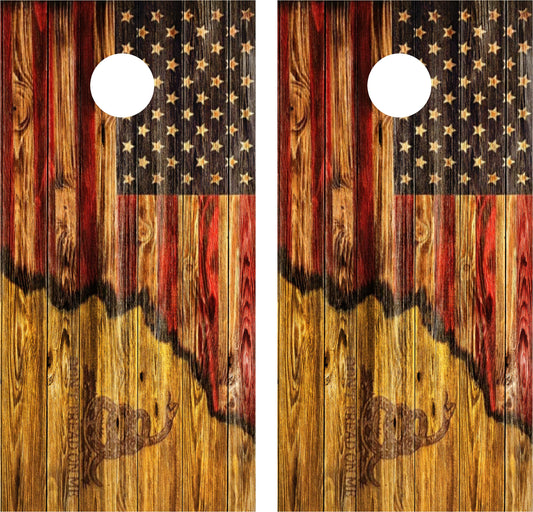 Don't tread on me cornhole wraps