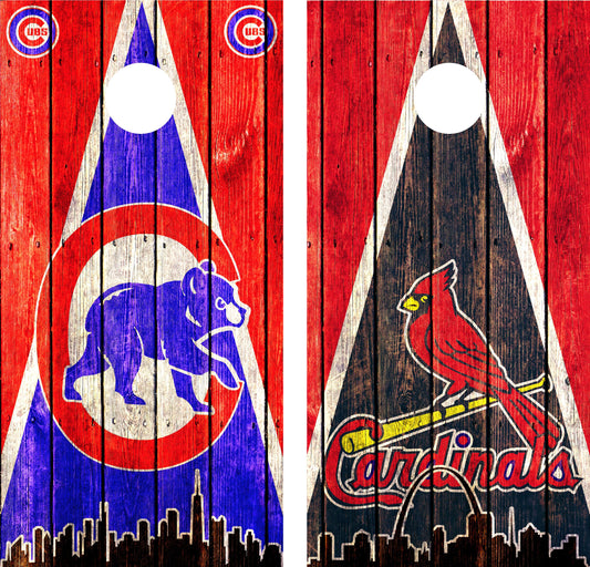St. Louis Cardinals, Chicago Cubs House Divided Cornhole Wraps!