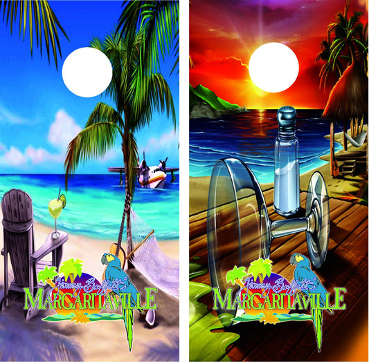 Jimmy Buffet Margaretville cornhole wraps 