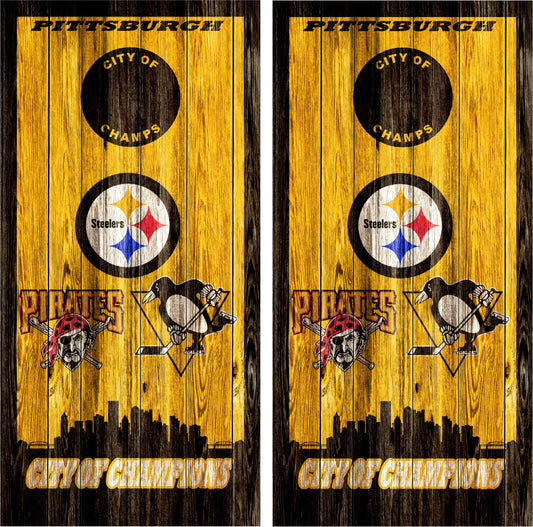 Pittsburgh Teams, Pittsburgh Steelers, Pittsburgh Pirates, Pittsburgh Penguins Cornhole Wraps